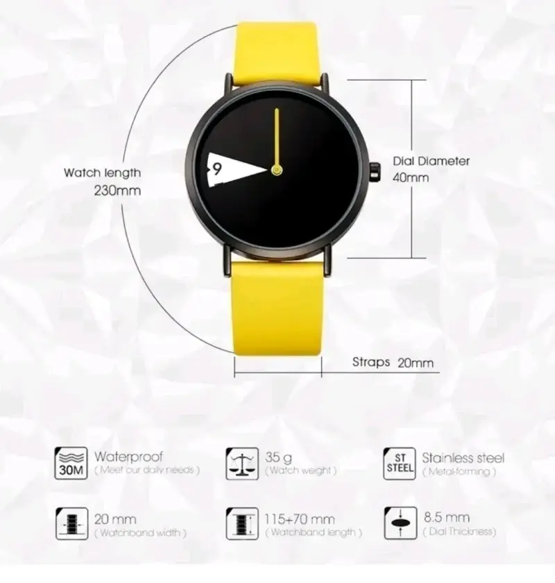 Reloj Shengke minimalista con correa amarilla - 3