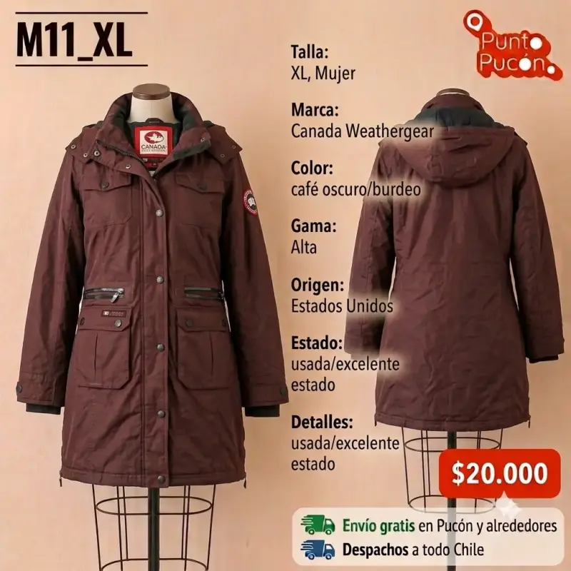 Parka Canada Weathergear café oscuro XL mujer