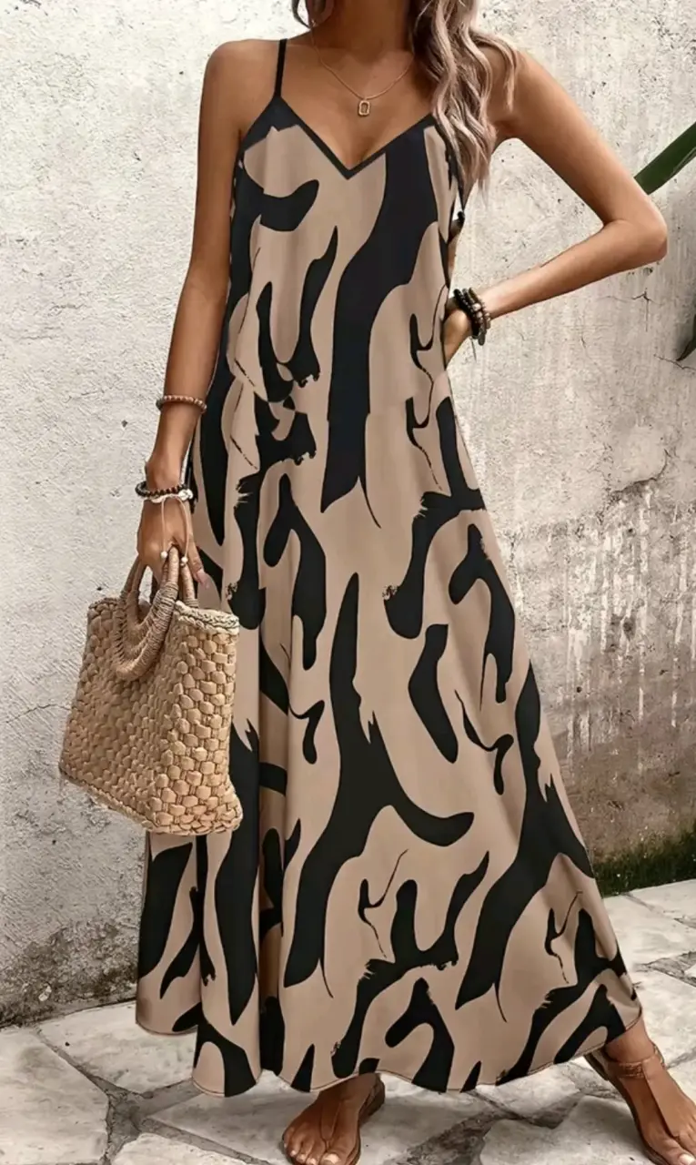 Vestido estampado animal print sin mangas - 2