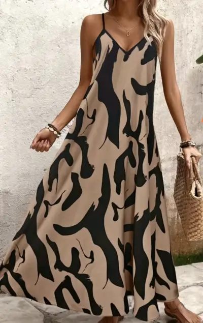 Vestido estampado animal print sin mangas - miniatura 3