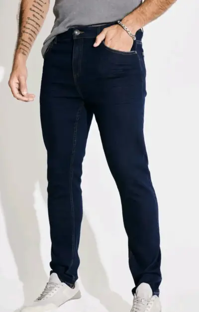 Jeans ajustados azul oscuro para hombre - miniatura 1