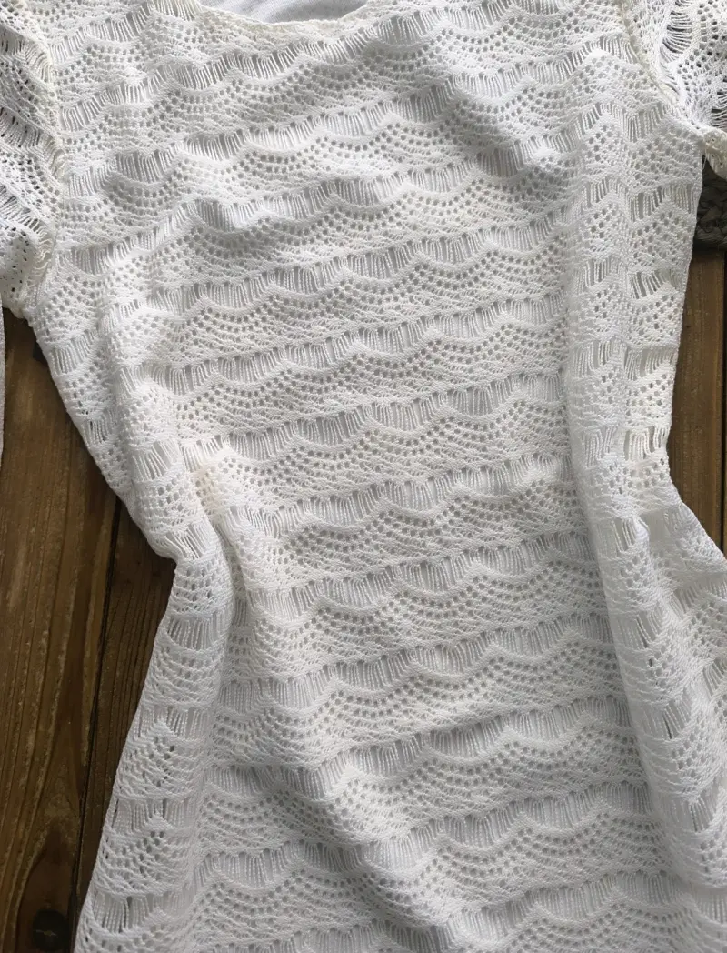 Vestido de encaje blanco manga 3/4 - 3