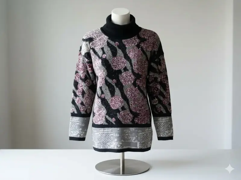 Suéter de cuello alto con diseño floral - 1