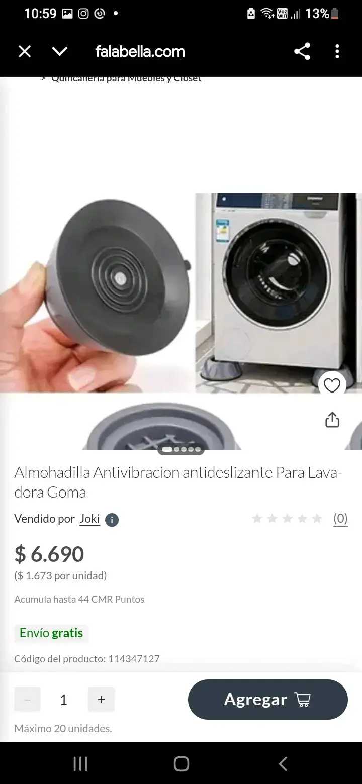 Almohadilla antivibración para lavadora de goma