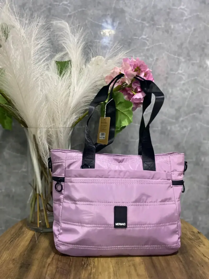 Bolso tote rosa Mermaid con asas negras