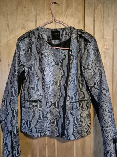 Chaqueta de cuero sintético estampado serpiente - miniatura 1