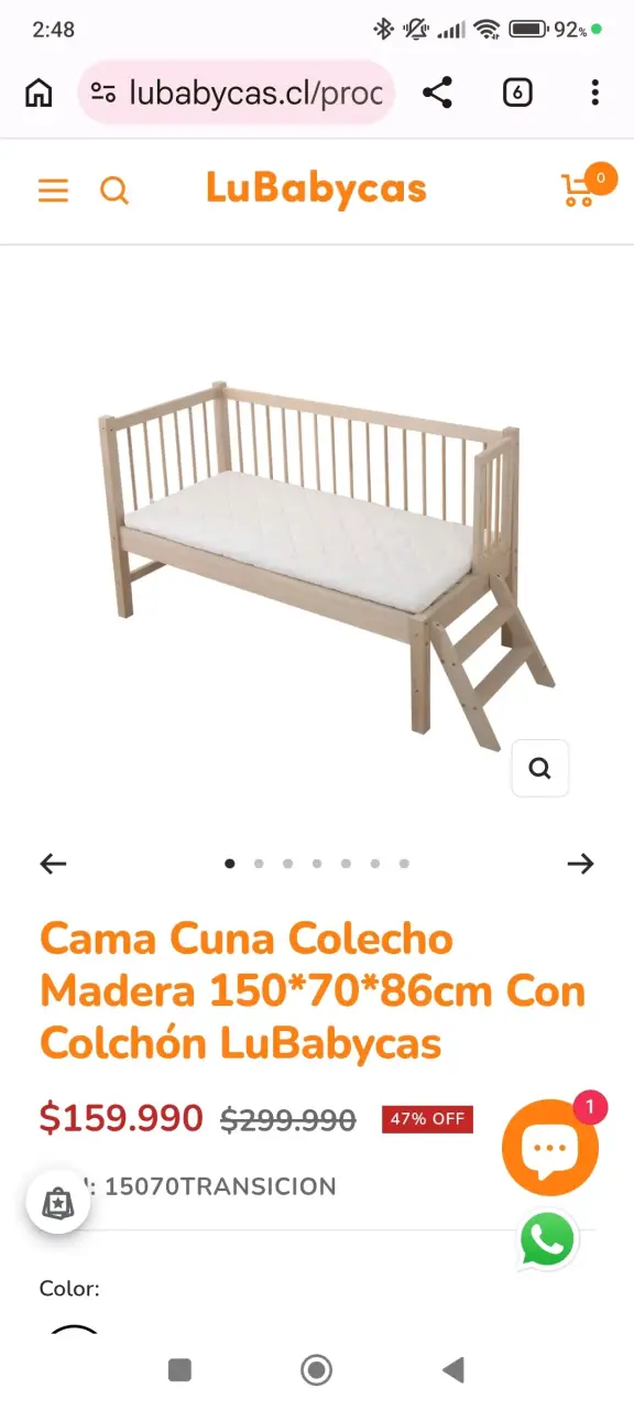 Cama cuna colecho de madera