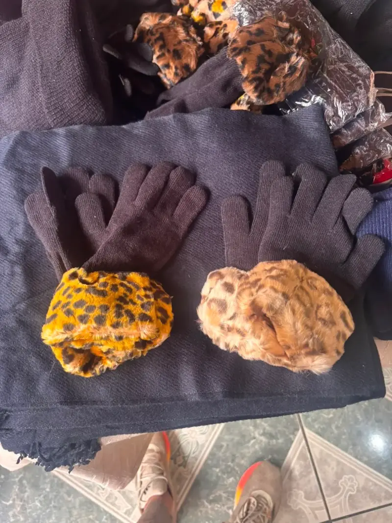 Guantes de invierno con forro de leopardo