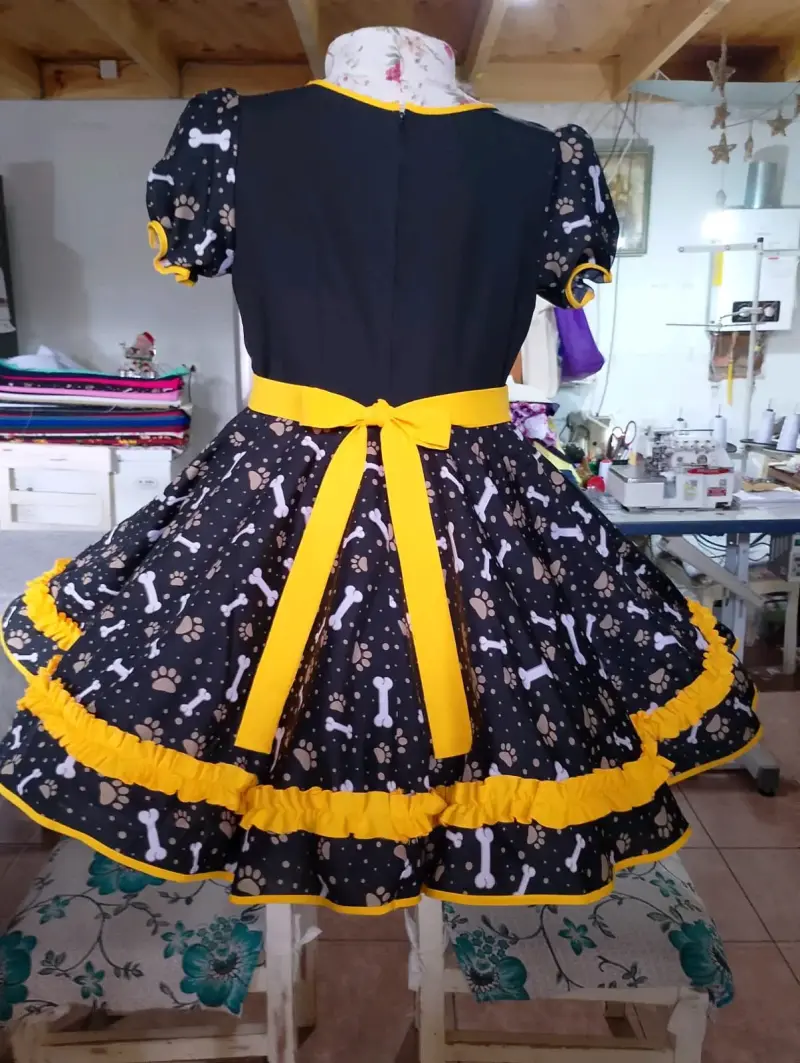Vestido de Cueca con estampado de huesos y detall - 2