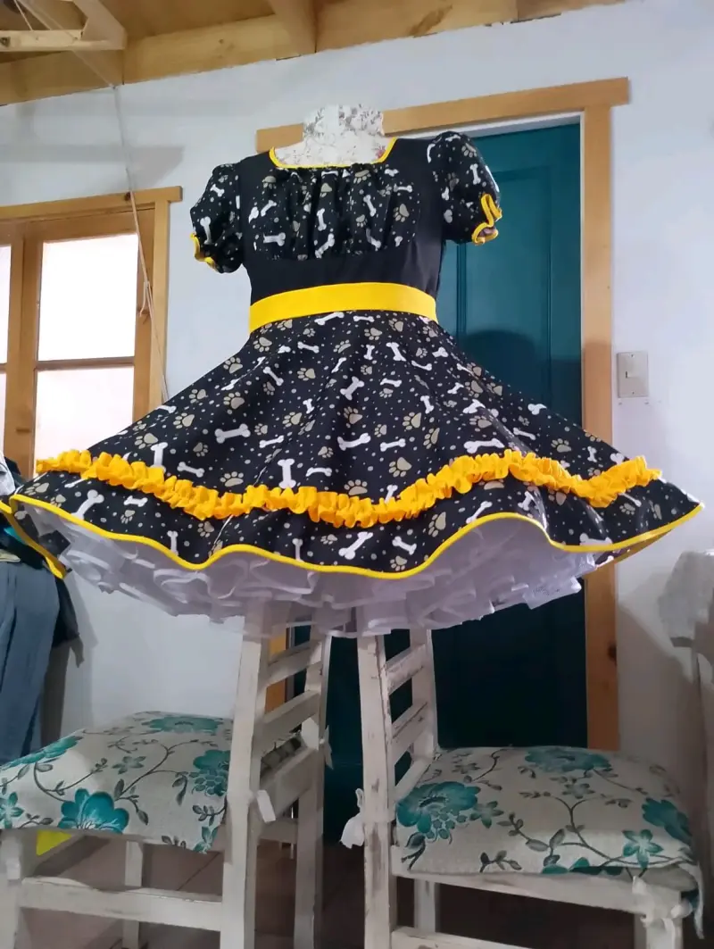 Vestido de Cueca con estampado de huesos y detall - 3
