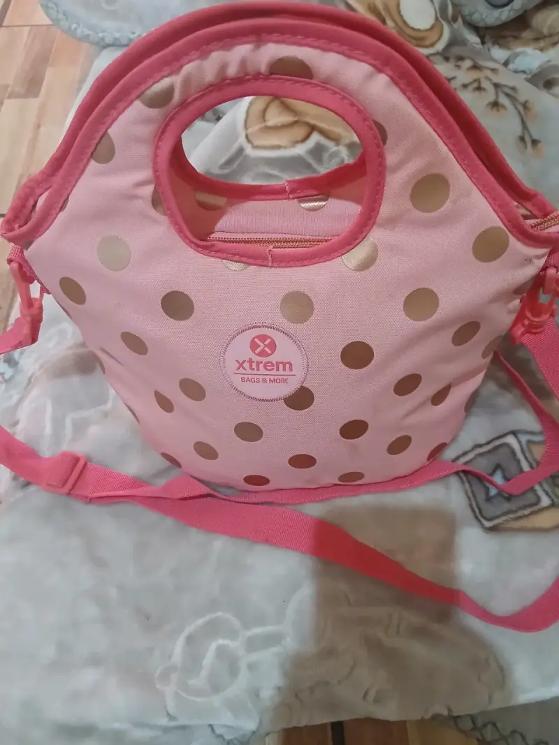 Bolso térmico Xtrem rosa con puntos dorados
