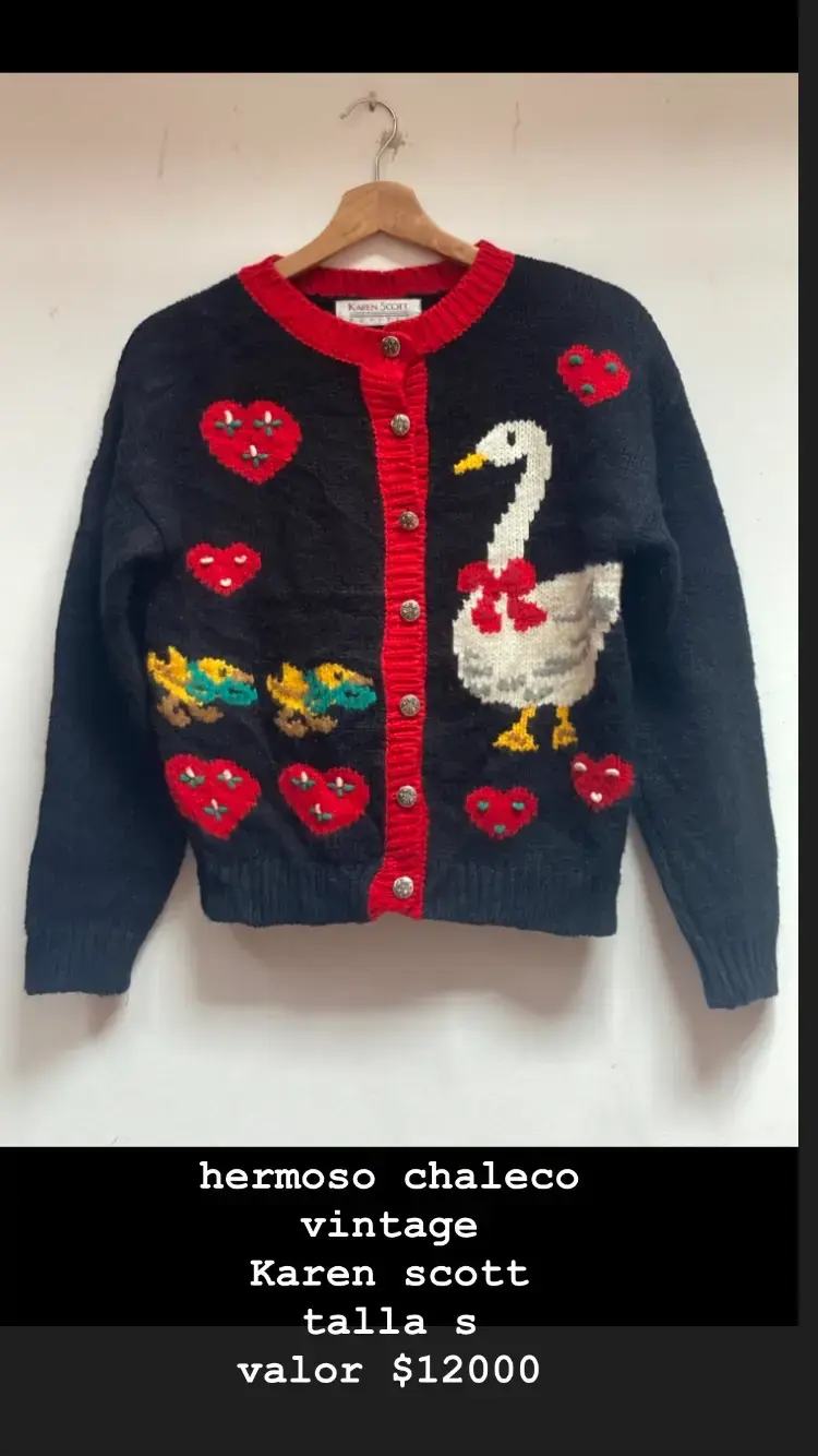 Chaleco vintage Karen Scott con diseño de cisne