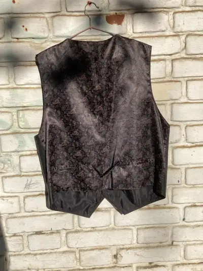 Chaleco de cuero negro unisex - miniatura 2