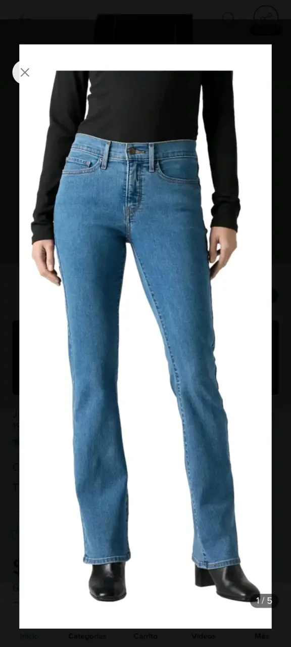 Jeans rectos de mezclilla azul para mujer