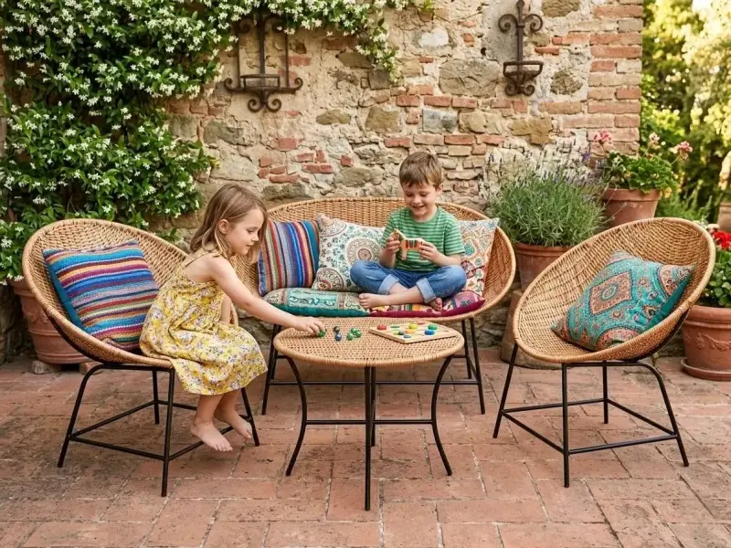 Juego de muebles de jardín de mimbre - 1
