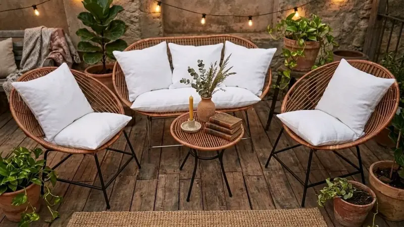 Juego de muebles de jardín de mimbre - 2