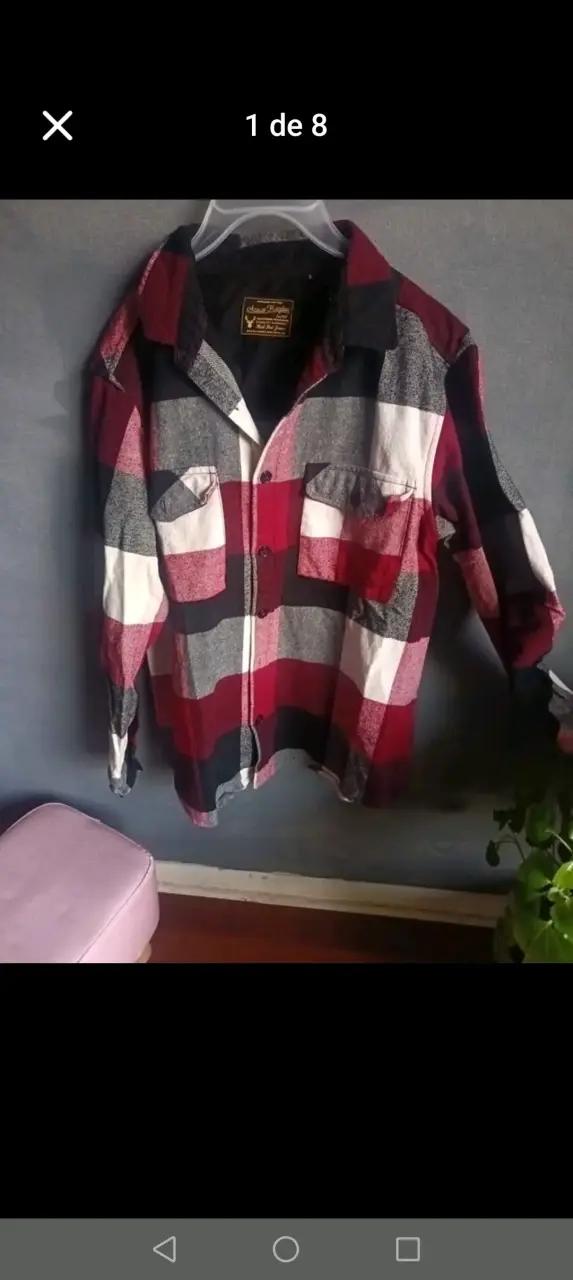 Camisa de franela a cuadros roja y negra - 1