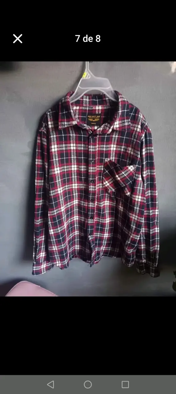 Camisa de franela a cuadros roja y negra - 3