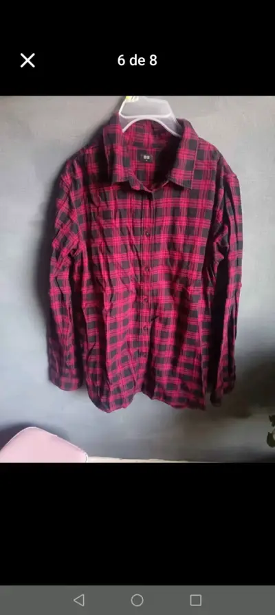 Camisa de franela a cuadros roja y negra - miniatura 4