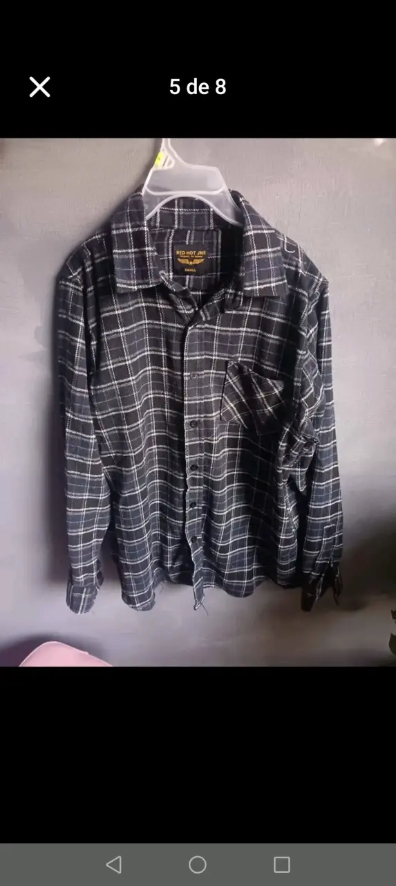 Camisa de franela a cuadros roja y negra - 6
