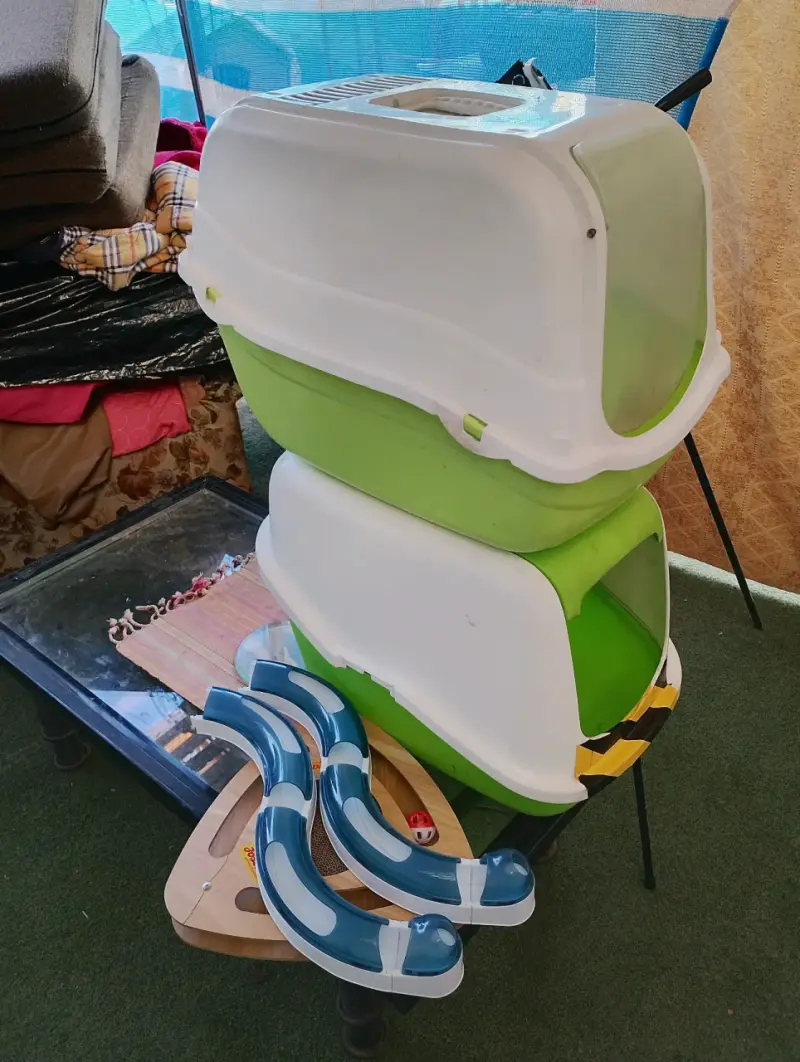 Caja de transporte para mascotas verde y blanca - 2