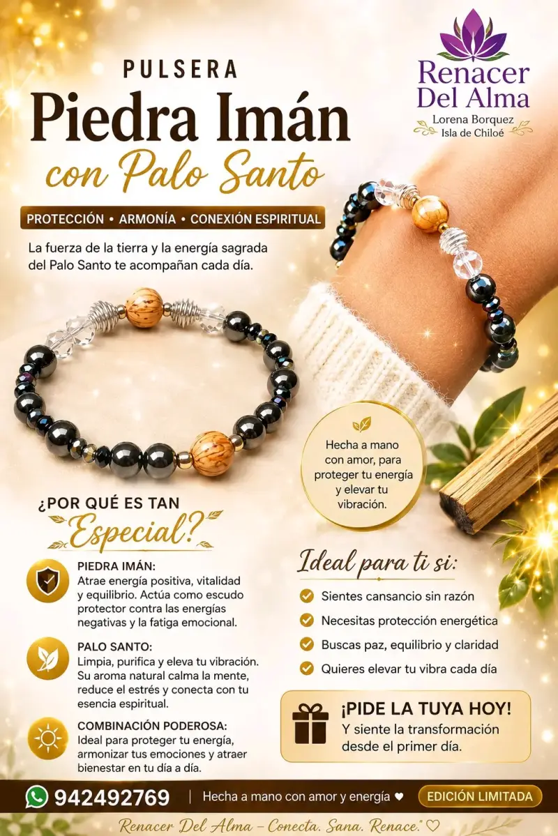 Pulsera de Piedra Imán con Palo Santo
