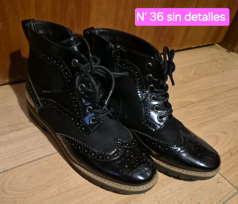 Botines negros de cuero y gamuza talla 36 - 1