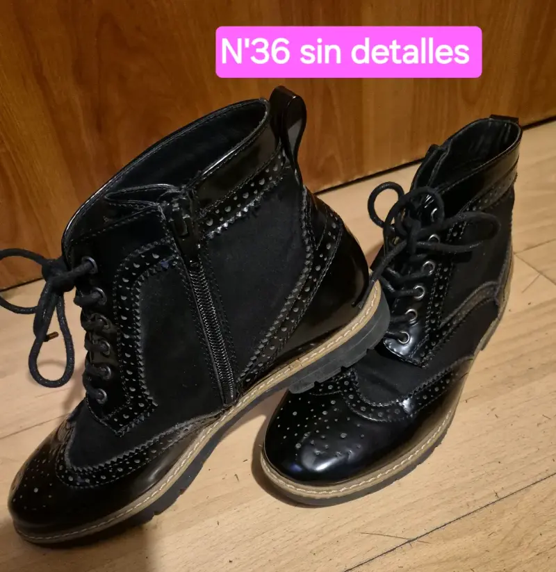 Botines negros de cuero y gamuza talla 36 - 3