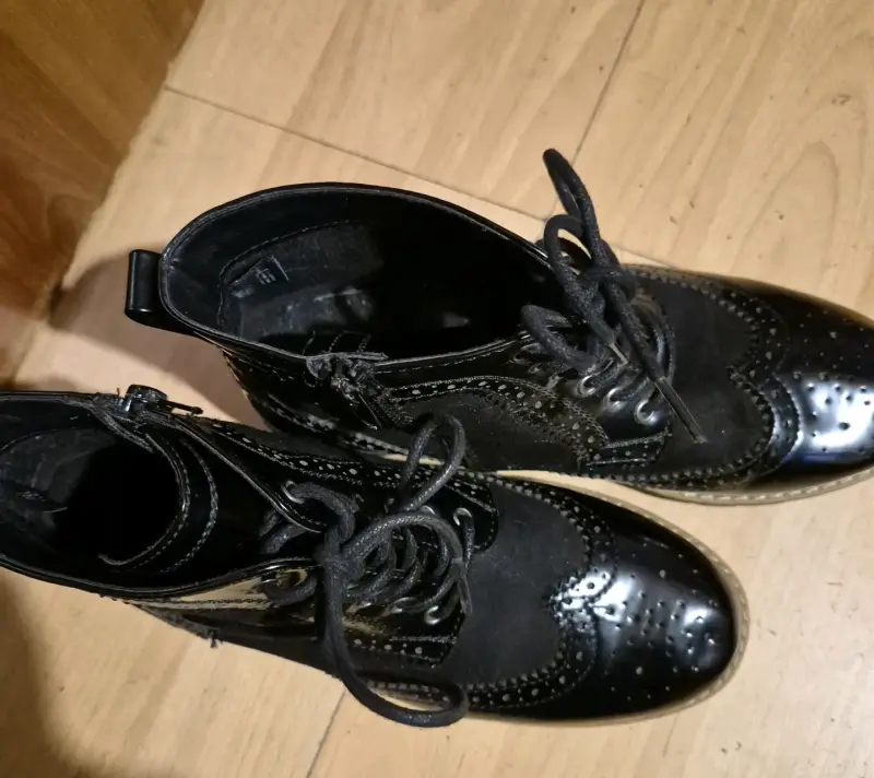 Botines negros de cuero y gamuza talla 36 - 4