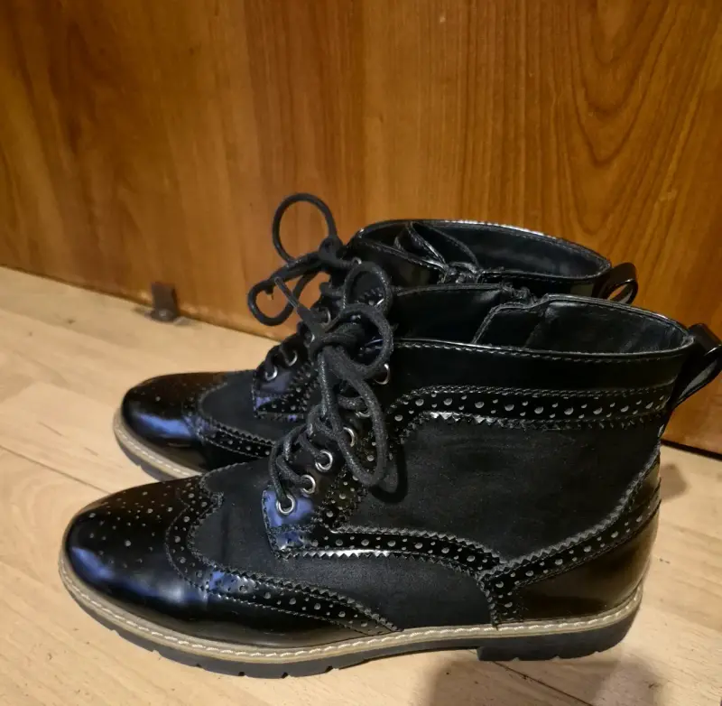 Botines negros de cuero y gamuza talla 36 - 5