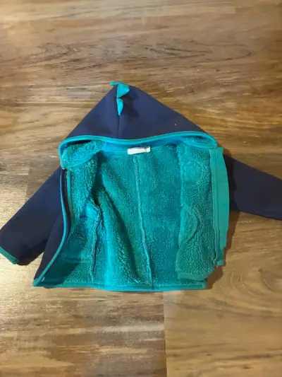 Chaqueta bebé azul con capucha 0-3 meses - miniatura 2