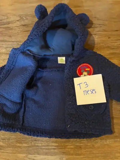 Chaqueta de bebé azul con capucha y orejas - miniatura 2
