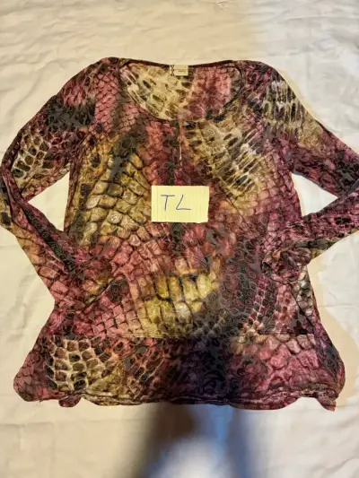 Blusa estampada de manga larga multicolor talla L - miniatura 1
