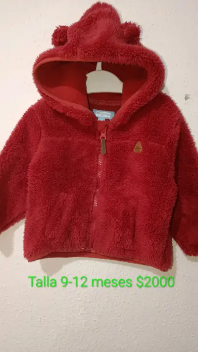 Chaqueta polar roja para bebé 9-12 meses - miniatura 1