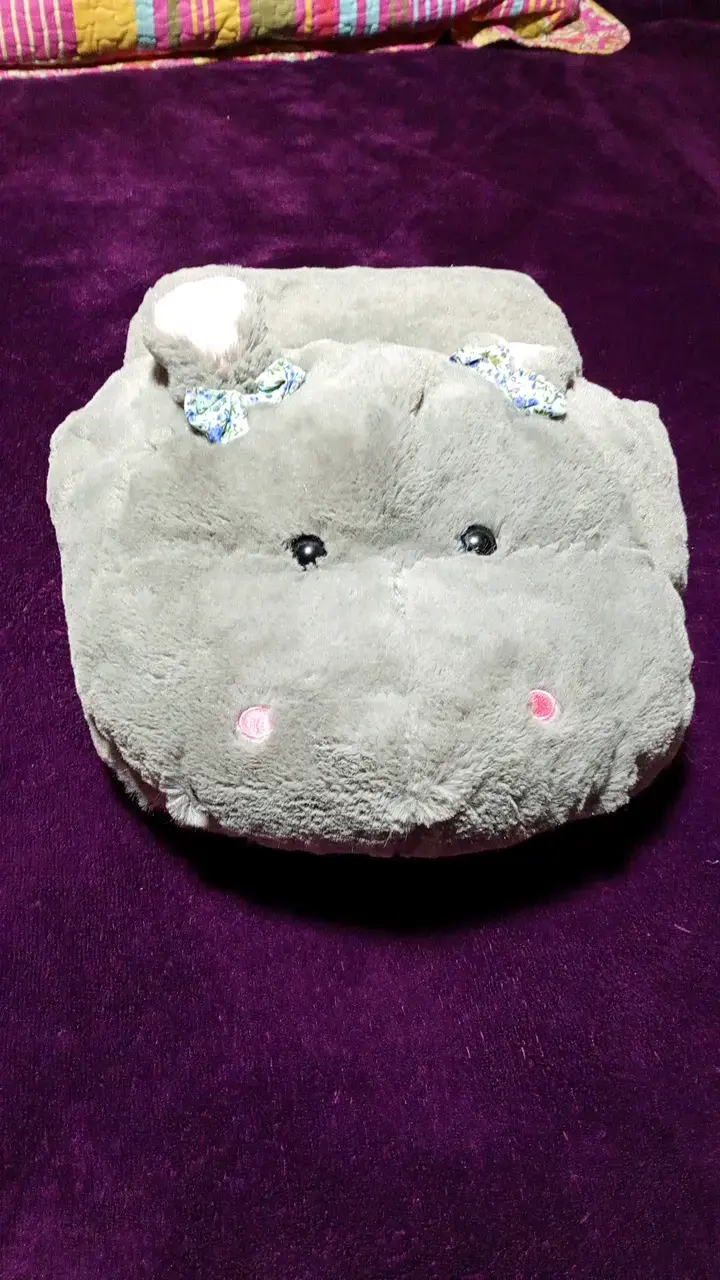 Pantuflade peluche hipopótamo gris - 1