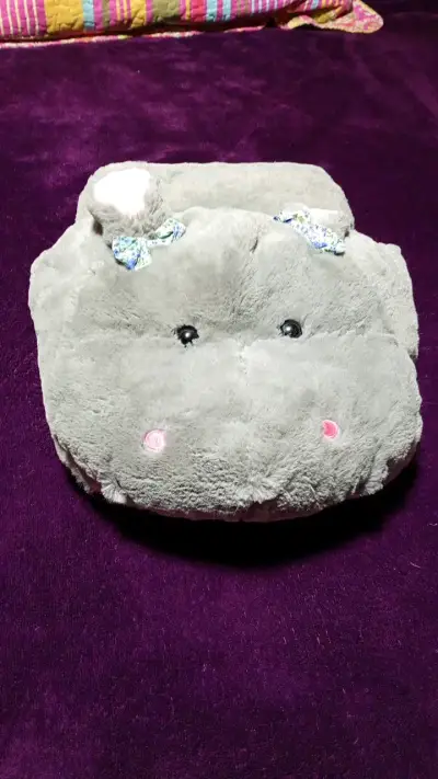 Pantuflade peluche hipopótamo gris - miniatura 1