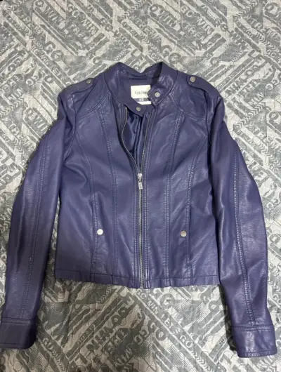 Chaqueta de cuero azul Sybilla XS - miniatura 1