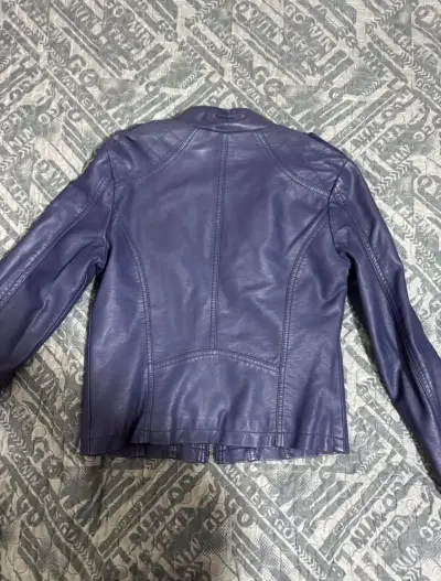 Chaqueta de cuero azul Sybilla XS - miniatura 2