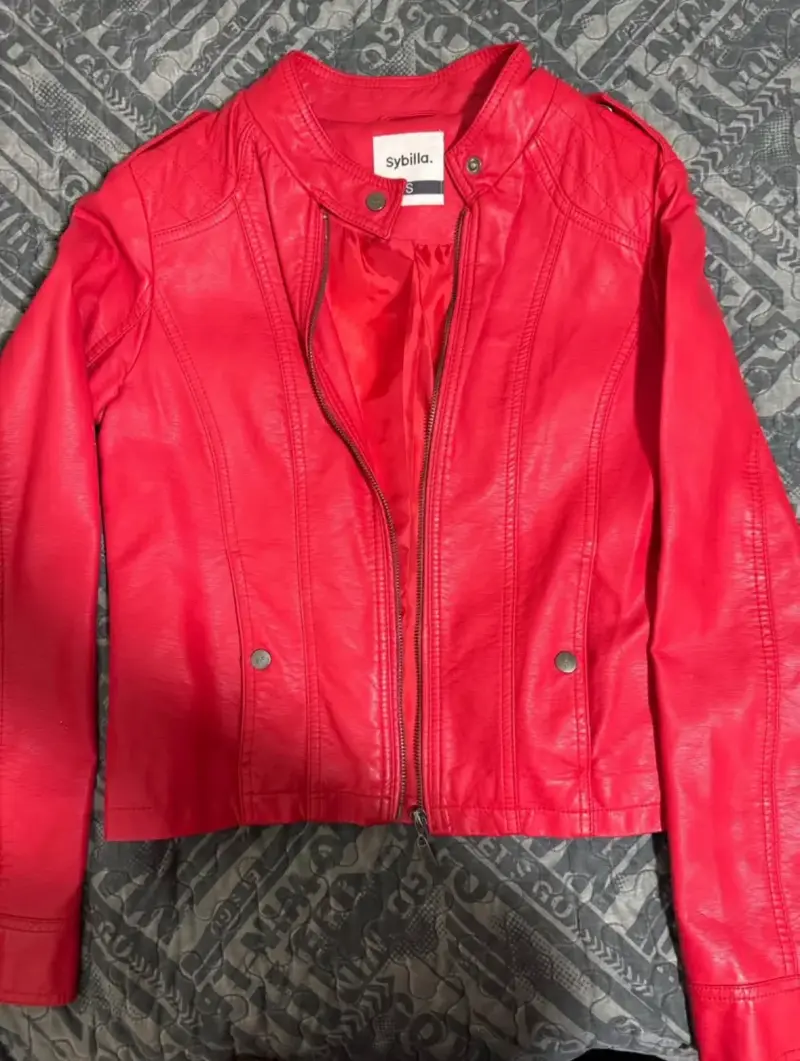 Chaqueta de cuero roja Sybilla para mujer - 1