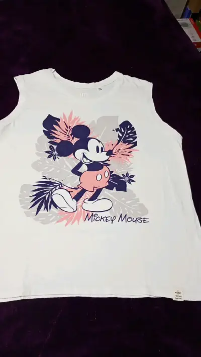 Polera sin mangas Mickey Mouse blanca - miniatura 1