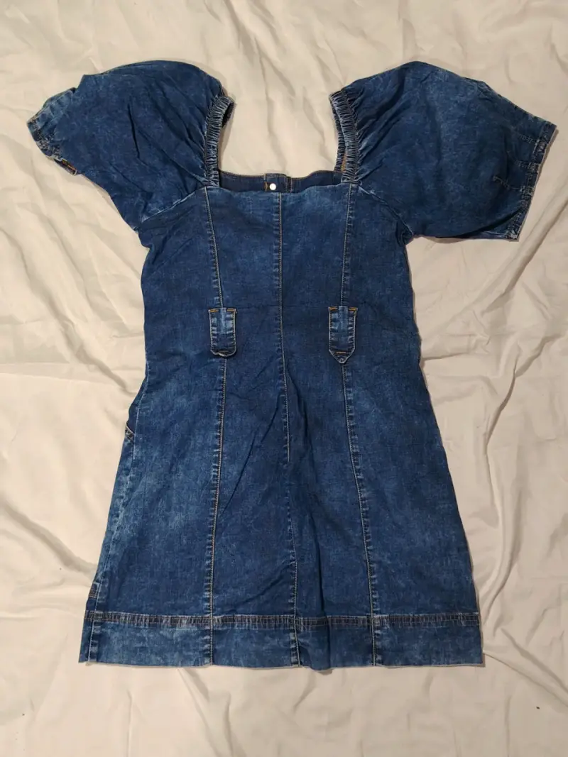 Vestido de mezclilla con mangas abullonadas - 2