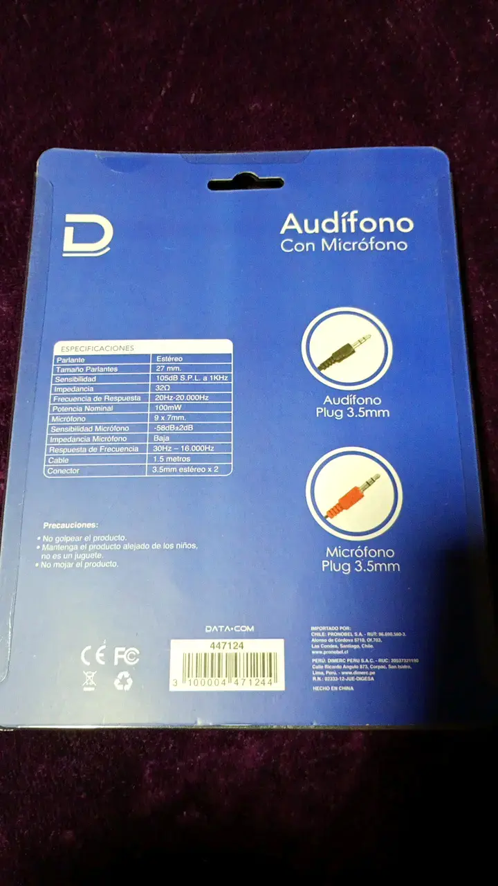 Audífono Datacom con micrófono y adaptador - 3