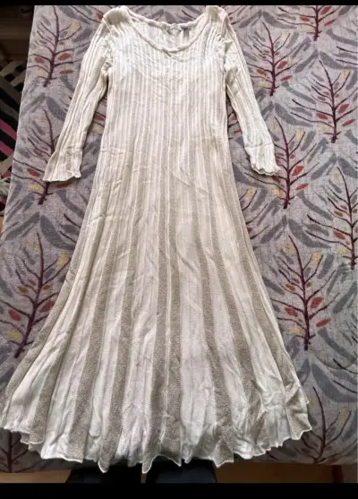 Vestido corto  de punto beige elegante talla S - miniatura 1