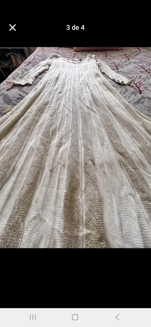 Vestido corto de punto beige elegante talla S - 2