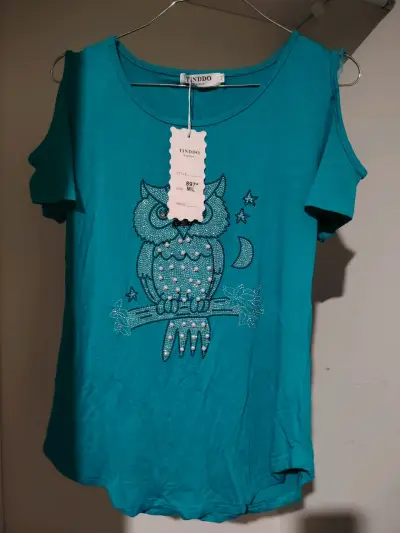 Polera azul con diseño de búho Tinddo - miniatura 1