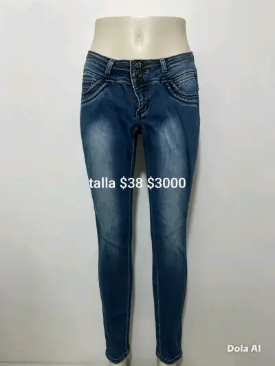 Jeans azul con bordado talla 38 - miniatura 4