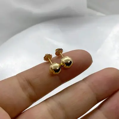 Aros de bolita bañados oro x mayor - miniatura 1