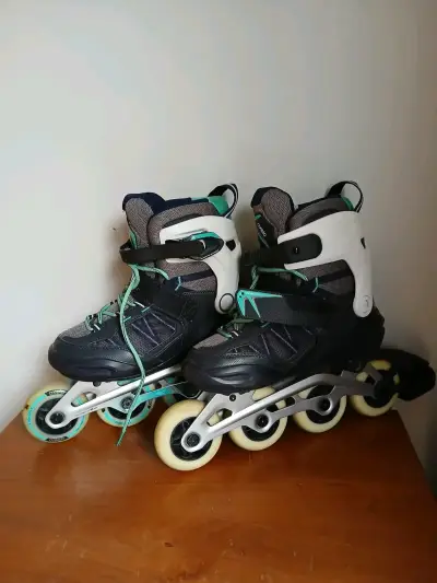 Patines en línea Oxelo negros y verdes - miniatura 1