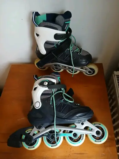 Patines en línea Oxelo negros y verdes - miniatura 2