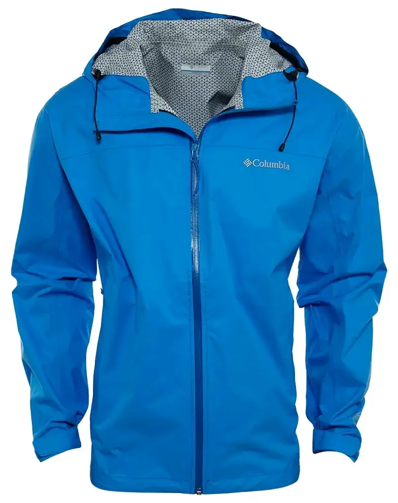 Chaqueta impermeable Columbia azul con capucha - 1